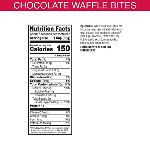 KASHI COLD BREAKFAST CEREAL, VEGAN, MADE WITH WHOLE GRAINS, CHOCOLATE WAFFLE BITES, 9.5OZ BOX (1 BOX)