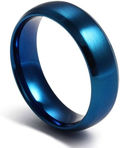 Umiso His&Her Ring Stainless Steel,Bling Smooth Surface Round Shape Width 6mm Blue