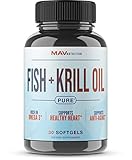 MAV Nutrition Fish Oil with Krill Oil & Astaxanthin, EPA + DHA Supplement, Pure Cold Pressed Antarctic Krill Oil, Non-GMO, 30 Count