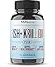 Pure Fish + Krill Oil Designed to Aid in Brain Health, Memory, Focus, Joint Health, and Cardiovascular Support; 100% Pure Cold Pressed Antarctic Krill Oil; EPA + DHA + Astaxanthin + Omega; NON-GMO