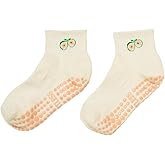 Shapes Studio Cropped Crew Grip Socks, Cutest Fruits Pilates Socks, Ruffle socks, Non-Slip, Barre Yoga Fitness