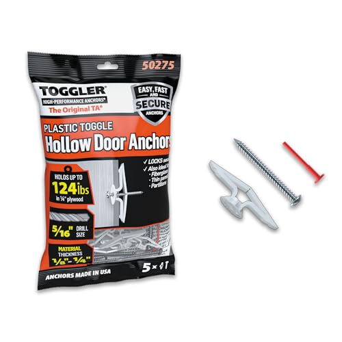 TOGGLER Toggle TA Hollow Door Anchors with Screws, 5 Pack