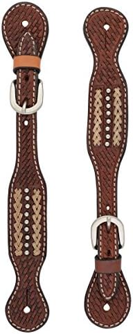 Turquoise Cross Basket Weave with Rawhide Accent Ladies' Spur Straps