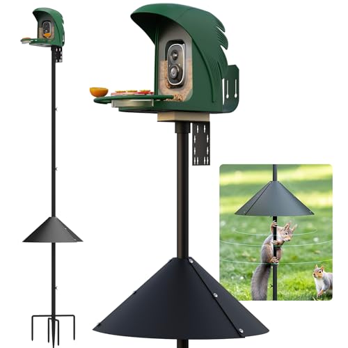 Bird Feeder Pole with Squirrel Baffle, 91'' Inch Heavy-Duty Bird House Pole