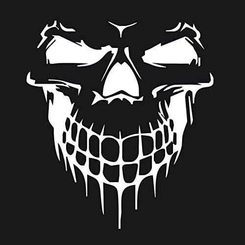 Cool Skull Car Body Stickers Auto Truck Hood Window Reflective Sticker Decoration (M, White)