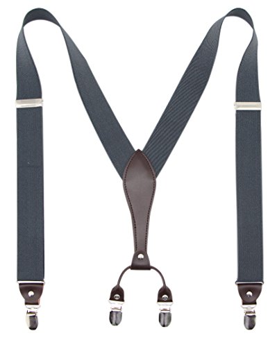 Bioterti Men’s Y-Back Wide Suspenders| Sturdy Stylish & Easy To Match|10 Colors (Dark Grey) - Thumbnail 3