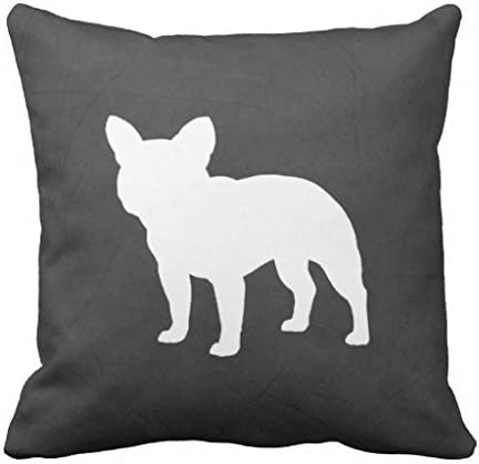 Acelive French Bulldog Silhouette Cotton Canvas Square Throw Pillow Case Cushion Cover 18" x 18" Inches