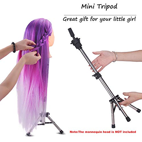 WAM Direct Mini Mannequin Head Holder Tripod Stand,Adjustable Training Doll Head Stand Mannequin Manikin Head Tripod Wig Stand