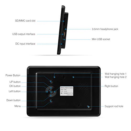 Powerextra 8 inch Digital Photo Frame HD Digital Picture Frame 1280 x