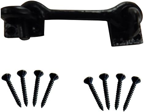 Toolman 47-4 1/2 inch Cabin Hook - Cast Iron4.5 Sliding Barn Door Latch Lock Vintage Country Rustic Decor for Gate Cabinet Log Home Cabin and Shed
