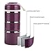 YBOBK HOME Bento Lunch Box Leakproof Stainless Steel Stackable Lunch Box with Bag and Reusable Flatware Set Thermal Food Storage Container for Healthy On-the-Go Meal and Snack Packing (3-Tier, Purple)