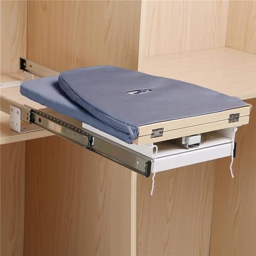 Hcosmy Pull Out Ironing Board - 180° Rotatable, 14" L x 32" W Retractable Hidden Closet Foldable With Heat-Resistant (Grey)