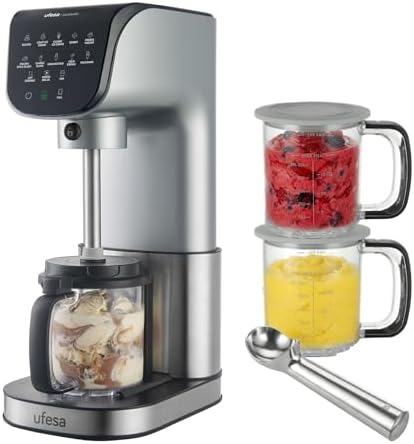 Gelatella, Sorbetière Multifonction, Moteur Brushless, 1,4 L, 11 Programmes, Écran Tactile, Glaces, Boissons Froides, Smoothies, Milkshakes, Sorbets, 2 Pots Tritan, Technologie CreamPulse