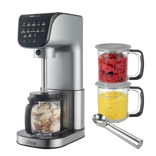 Gelatella, Multifunktions‑Eismaschine, Brushless‑Motor, 1,4 L, 11 Programme, Touchscreen, Eiscreme, Kaltgetränke, Smoothies, Shakes, Sorbet, 2 Tritan‑Behälter, CreamPulse‑Technologie, Kompakt
