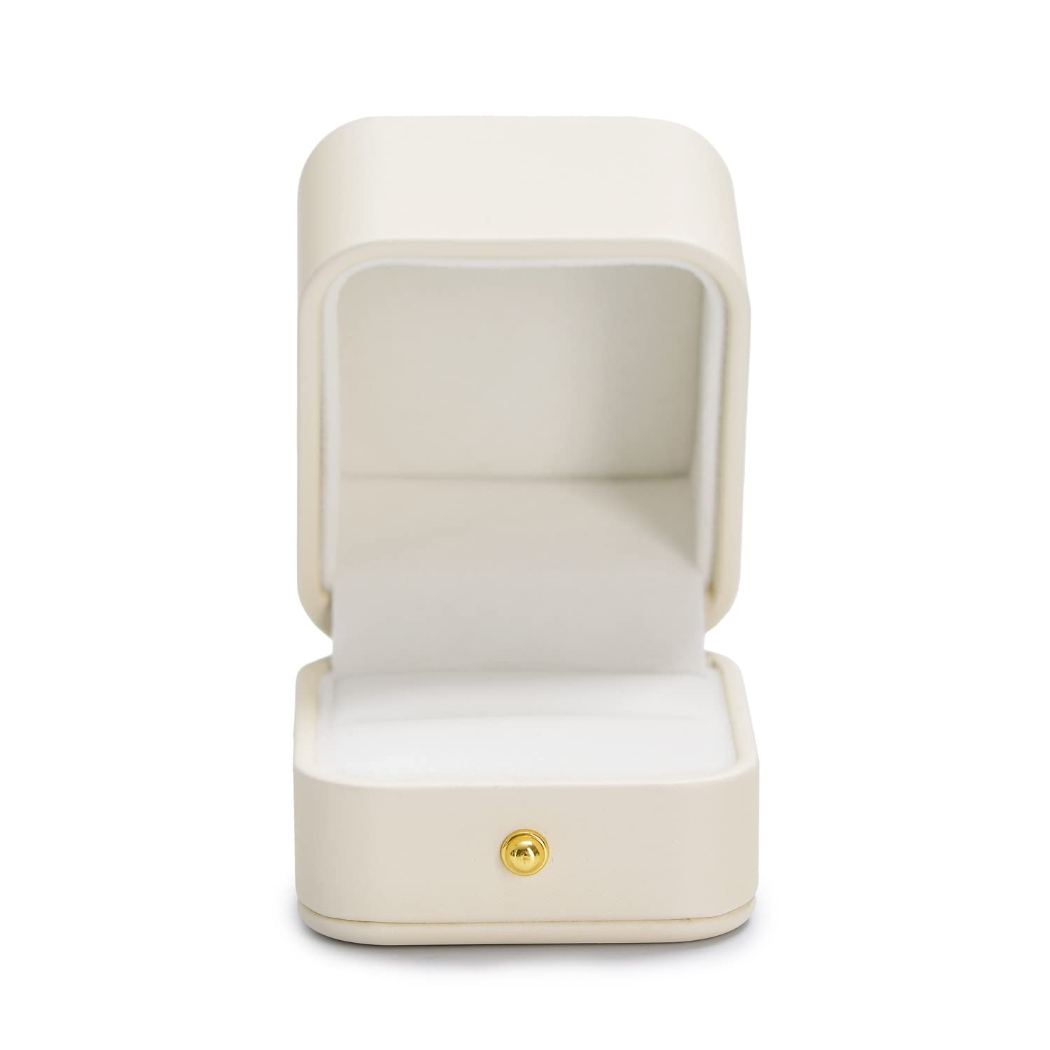 Photo 1 of Oirlv Elegant White Ring Box Leather Engagement Ring Box Jewelry Gift Box for Wedding Proposal Velvet Interior Ring Case