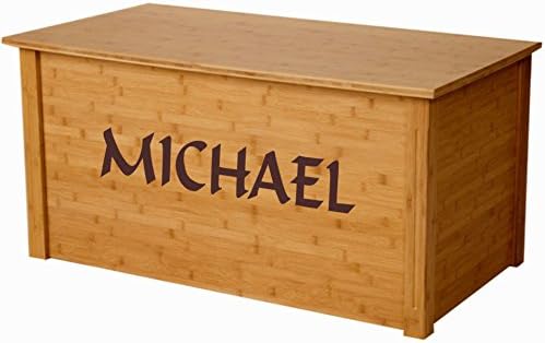 Wood Toy Box, Large Bamboo Toy Chest, Personalized Calligraphy Font, Custom Options (Cedar Base)