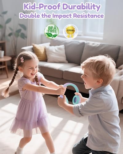 acer Kids Bluetooth Headphones, 85/94dB Volume Limiter, Foldable Wireless Over-Ear Headphones for iPad, Travel, 60H Playtime, Bluetooth 6.0, Built-in Mic, Purple Green, OHR668