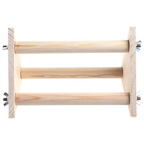 Delight eShop Parrot Bird Triangle Wooden Perch Cage Stand Play Toys Gym Activity Table Top