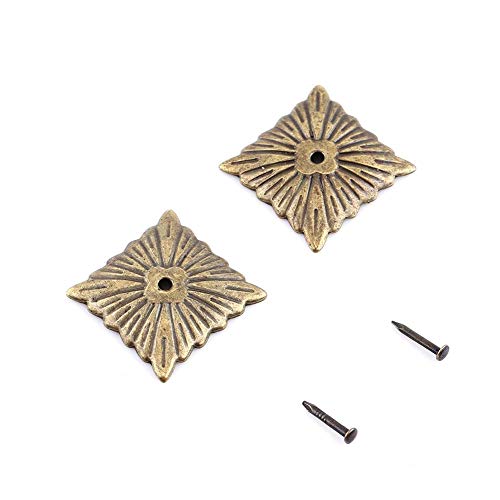 100Pcs Upholstery Nails Antique Brass Finish Upholster Nails Pins Furniture Tacks for Upholstered Furniture Cork Board or DIY Projects(21 * 21mm-Square)