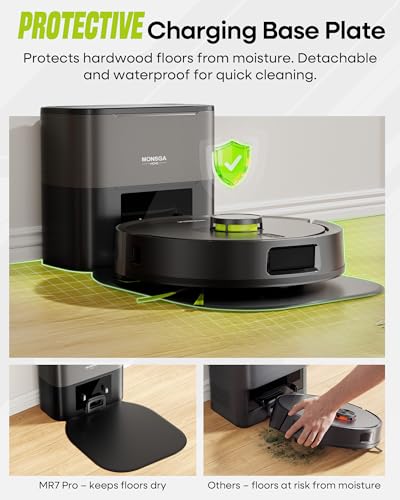 MONSGA Robot Vacuum with Mop Self Emptying, 8000Pa Suction, Lidar Navigation, Dual Anti-Tangle, Protective Charging Base Pad, 90 Days Hands-Free, APP/Remote/Voice Control, for Hard Floors and Carpets