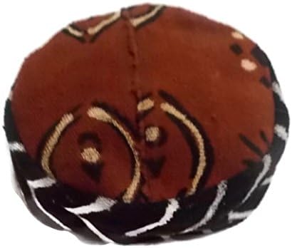 African Men's Authentic Mudcloth Kufi Hat, Made in Mali, Small