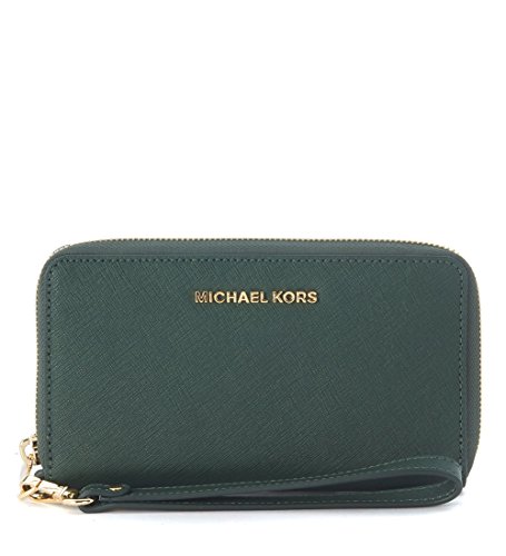 MICHAEL Michael Kors Women's Jet Set Travel Large Flat MF Phone Case Moss Cellphone Case
