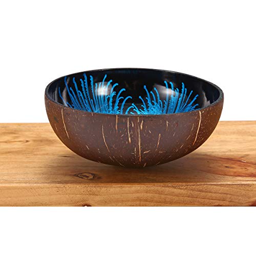 ESSORT Coconut Bowl, Natural Coconut Decorative Shell Handmade Unique Design for Party Home Kitchen Hotel Decoration Collection Wedding Birthday Gift Blue - Thumbnail 5