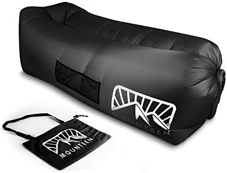 Fast Inflated Air Lounger With Air Valve And Mesh by Mounteen: Inflatable Waterproof Lazy Air Chair Sofa By Wind, Perfect For Beach, Home, Lawn And Camp, Stay Inflated 5 to 8 Hours (Black)