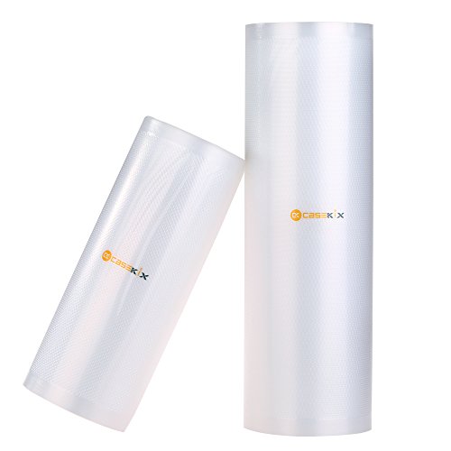 Heavy Duty Food Storage Bags - CaseKix Vacuum Sealer Rolls for Freezer or Sous Vide Cooking - Refill Clamp Style Machines - 2 Pack 11â€ x 50â€™ and 8â€ x 50â€™!