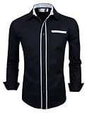 Tom's Ware Mens Premium Casual Inner Contrast Dress Shirt TWNMS310-1-CMS03-BLACK-US XL