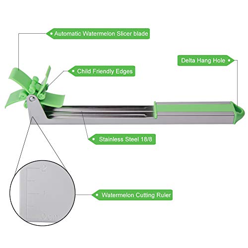 Watermelon Slicer set,Stainless Steel Windmill Melon Cutter-Fun Fruit Salad Cut Tool Melon Baller & Melon Carving Knife 30pcs Disposable Fork for Home/Kitchen/Party/Fruit Platter