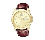 Citizen Men's Goldtone Watch with Brown Leather Strap