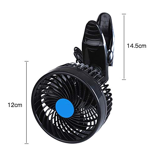 Car Fan, 12V Electric Car Cooling Fan, 2 Speed Adjustable 360 Degree Rotatable with Clip On Auto Cooling Air Fan - for Sedan SUV/RV/Vehicle - Thumbnail 3
