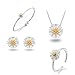 ISAACSONG.DESIGN Sterling Silver Daisy, Cherry Flower Necklace Earrings Bracelets Ring Set for Women and Girls