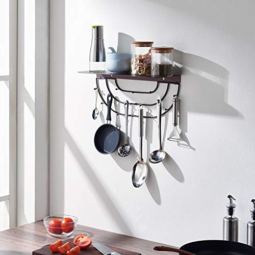 MXARLTR Floating Shelf Wall Mounted, Sturdy Iron Shelf for Kitchen, Bathroom Decor Storage Key Hooks Shelf with Hooks