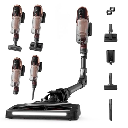X-Pert 6.80 Flex, Aspiradora Escoba Sin Cable, Autonomía de hasta 60 Minutos, con Luces led, Limpieza 4 en 1, Ligera, Smart Control Display, Modelo Animal Flex, Negra y Burdeos, RH6495E0