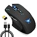 Hotyet Rechargeable Laptop Wireless Mouse 2in1 Wired & Wireless Optical Computer PC Gaming Macbook mice with USB,2.4GHz,2400 DPI 4 Levels,8 Buttons,3 Colors Lights