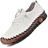 Women's Leather Soft Bottom Flat Slip-on Loafers Fashion Handmade Floral Embroidery Walking Shoes Comfort Orthopedic 4D Pain Relief Casual Shoes