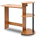 Furinno Compact Computer Desk with Shelves, Round Side, Light Cherry/Black