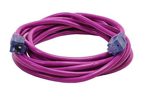 25-Foot 12/3 Purple Pro Glo Extension Cord with Power & Ground Check Lights - Your Name on Cord