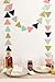 Paper Garland Decorations, Triangle Bunting Garland, Tribe Party Banner (Gold Glitter, Navy Blue, Mint, Gray, Coral) for Wedding Decor, Birthday Party, Baby Shower, Bridal Shower, 10 Feet