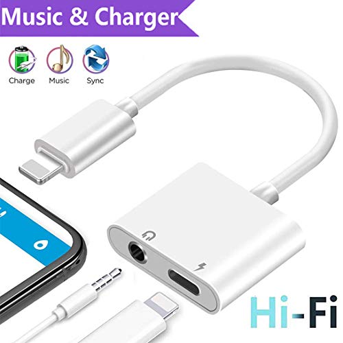Lightning to 3.5mm Headphone Jack Adapter, Aux Audio Adapter & Charging Cable Headphone Accessories Earphone Dongle Connector Compatible with iPhone 7/7 Plus 8/8 Plus X Xs XR Support All iOS System