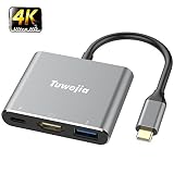 USB C to HDMI Multiport Adapter Tuwejia USB 3.1 Gen 2 Thumderbolt 3 to HDMI 4K Video Converter/USB 3.0 hub Port PD Quick Charging Port with Large Projection for 2016/17/18 MacBook/Pro MacBook Air2019
