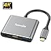 Tuwejia USB C to HDMI Multiport Adapter USB 3.1 Gen 2 Thumderbolt 3 to HDMI 4K video Converter/USB 3.0 hub Port PD quick Charging Port with Large Projection for 2015/16/17/18 MacBook/MacBook Pro/Chr