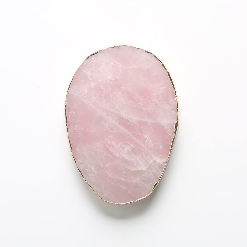 soulnioi Healing Crystal Natural Polished Undrilled Agate Stone Slices Irregular Geode Slices with Gold Edge for Wedding Party Cards Gifts DIY Reiki Desk Decor (Pink, Slice)
