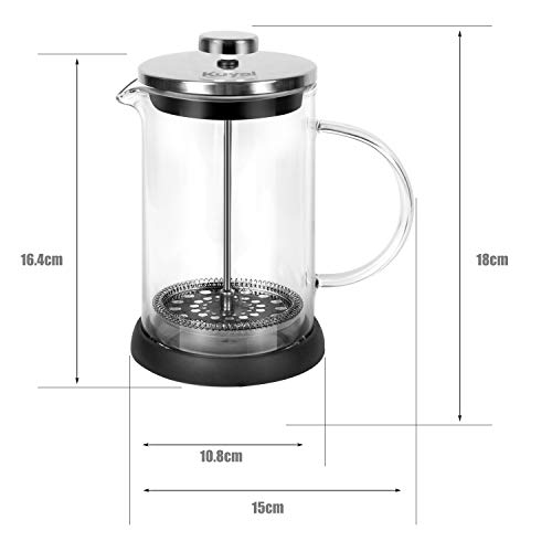 Glass French Press Coffee Tea Maker 20 oz, 600 ml Stainless Steel Coffee Press with 3 Extra