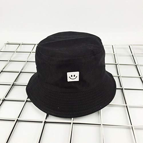 BCDshop Unisex Outdoor Boonie Fisherman Bucket Hat Summer Smile Reversible Packable Cap (Black)