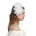 Fascinators Headband Tea Party Hats for Women Royal Wedding Hat Feather Mesh Hair Clip (7-White)