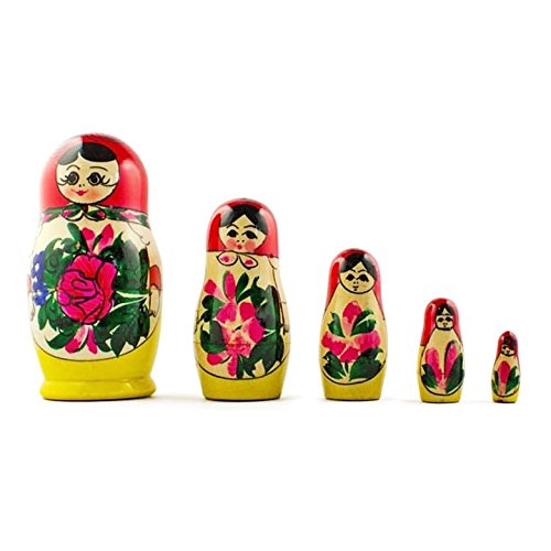 6" Set of 5 Unpainted Blank Wooden Nesting Dolls