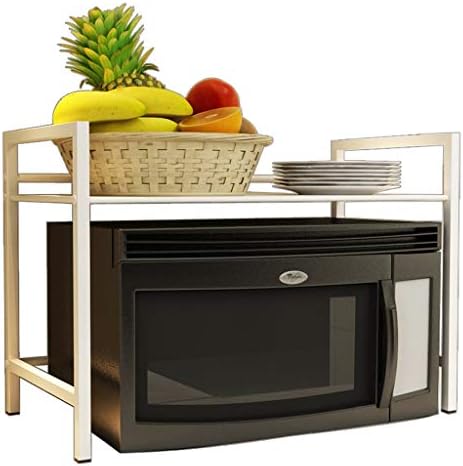JSSFQK Household Shelf Condiment Storage Rack Double Floor Storage Bracket 503537cm Microwave oven rack wéMicrowave oven rack (color : White, Size : 60cm)